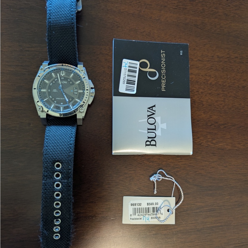 Bulova Precisionist Champlain 96B132 Watch - Silver and Black Carbon